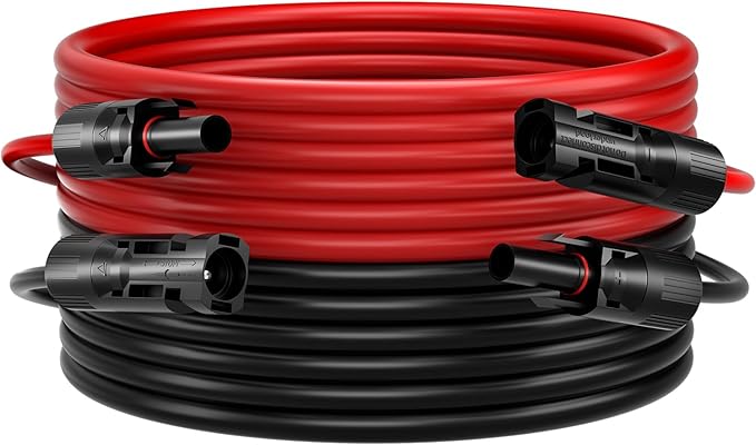40Feet 10AWG Solar Panel Extension Cable Bateria Power 10 Gauge 6mm² PV Wire with Female &amp Male Waterproof Connectors for RV Photovoltaic Systems Set of 2