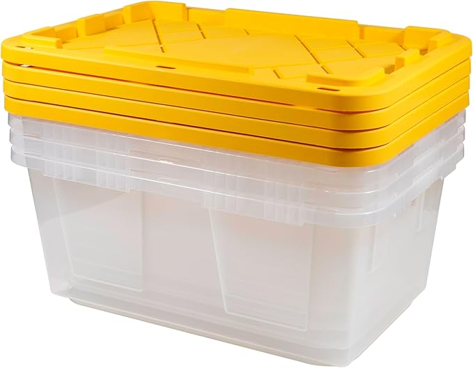 Office Depot® GreenMade® Professional Storage Totes 23 Gallon Clear/Yellow Pack Of 4 Totes