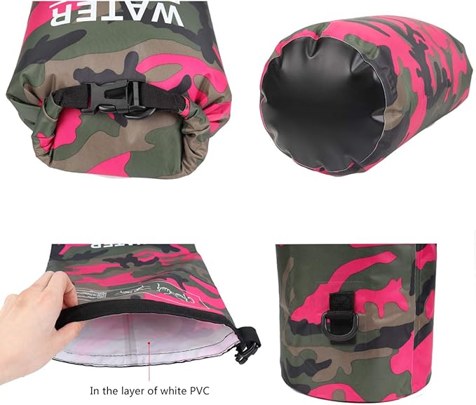 Waterproof Dry Bag 2L/5L/10L/15L/20L/30L Roll Top Sack Keeps Gear Dry for Kayaking Rafting Boating Swimming Camping Hiking Beach Fishing with Free Waterproof Phone Case (Rose red 20L)