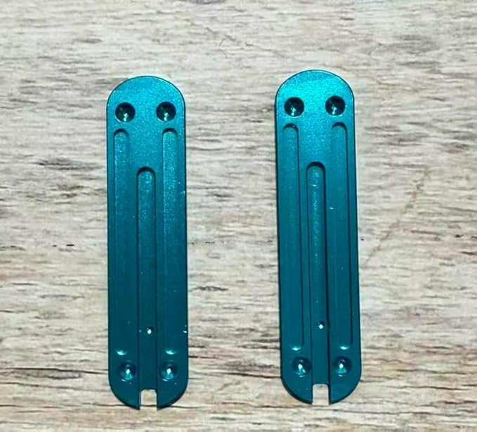 1 Pair Custom Non-slip Aluminum Alloy Scales in Anodized Blue Fits for 65MM CNC Blank Handle Patch DIY Replacement