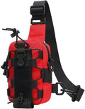 Tactical Sling Front Chest Bag Outdoor Water Bottle Pouch Hiking Trekking Phone Crossbody Climbing Shoulder Backpack Fanny Pack(Red)