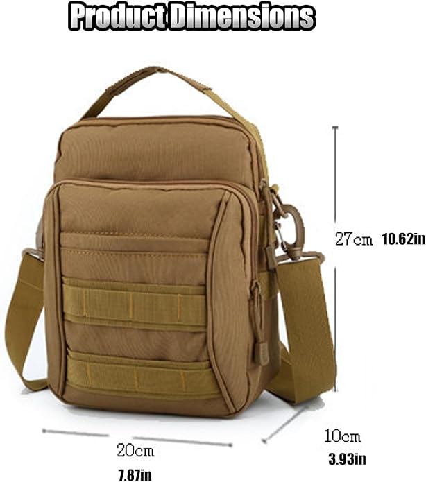 Tactical Messenger Bag Waterproof and Adjustable Military EDC Molle Backpack Heavy Duty Shoulder Pack Handbag for Men