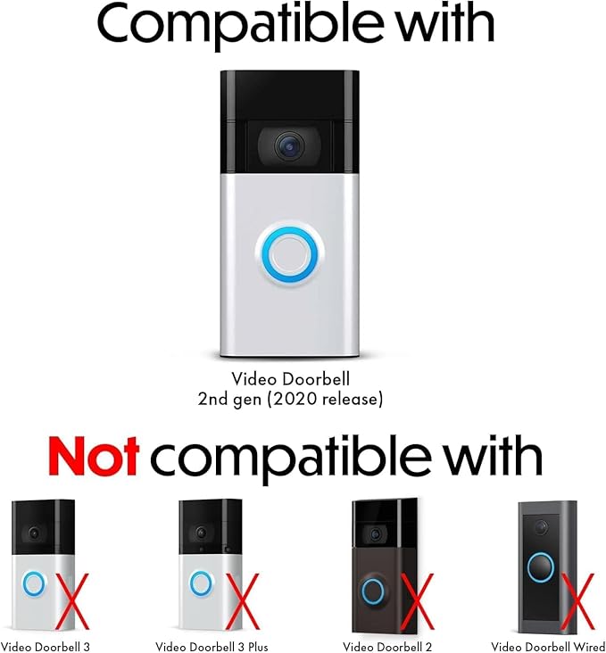 5W Solar Charge Compatible with Ring for Video Doorbell (2nd Generation - 2020 Release) （White）
