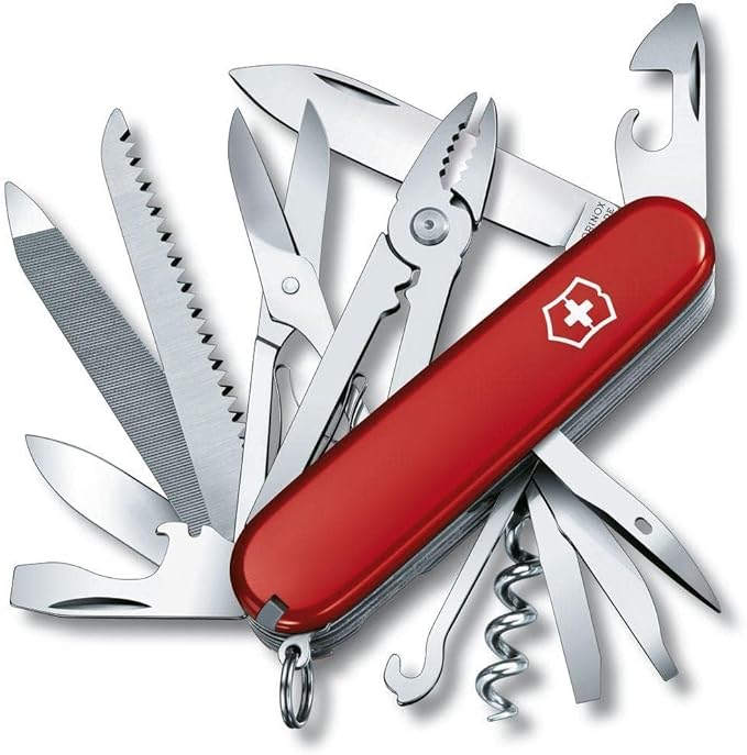 Victorinox Handyman Swiss Army Knife 24 Functions Swiss Made Pocket Knife with Large Blade Screwdriver Chisel and Pliers - Red