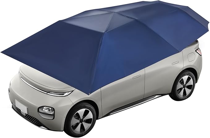 Semi-Automatic Car Tent 13.78x7.2ft Portable Car Sun Shelter with Hydraulic System for Sedan Foldable Car Awning with Carrying Bag for Vehicles Roof Protection (Navy Blue 4.5m)