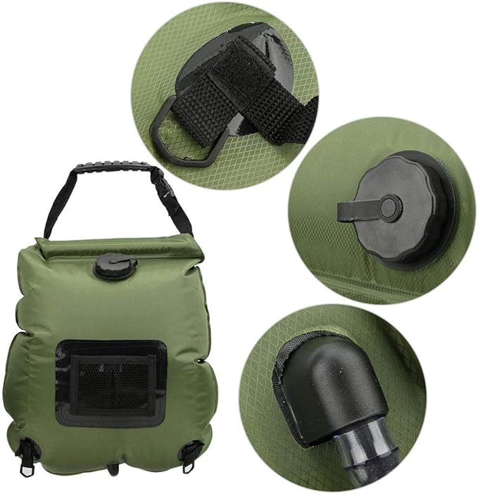 Alomejor Camping Shower Bag 20L Solar Heating Shower Bag with Temperature Indicator for Camping Traveling Hiking