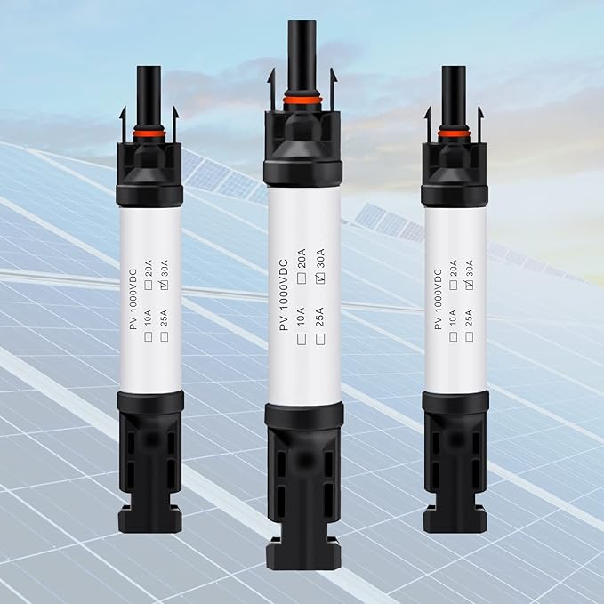 30A Solar Fuse Connector IP68 Waterproof 1000V in-line Fuse Holder 30A Male and Female Connector Waterproof in-Line Fuse Holder (Contains 8 fuses + 4 Solar Fuse Holders)