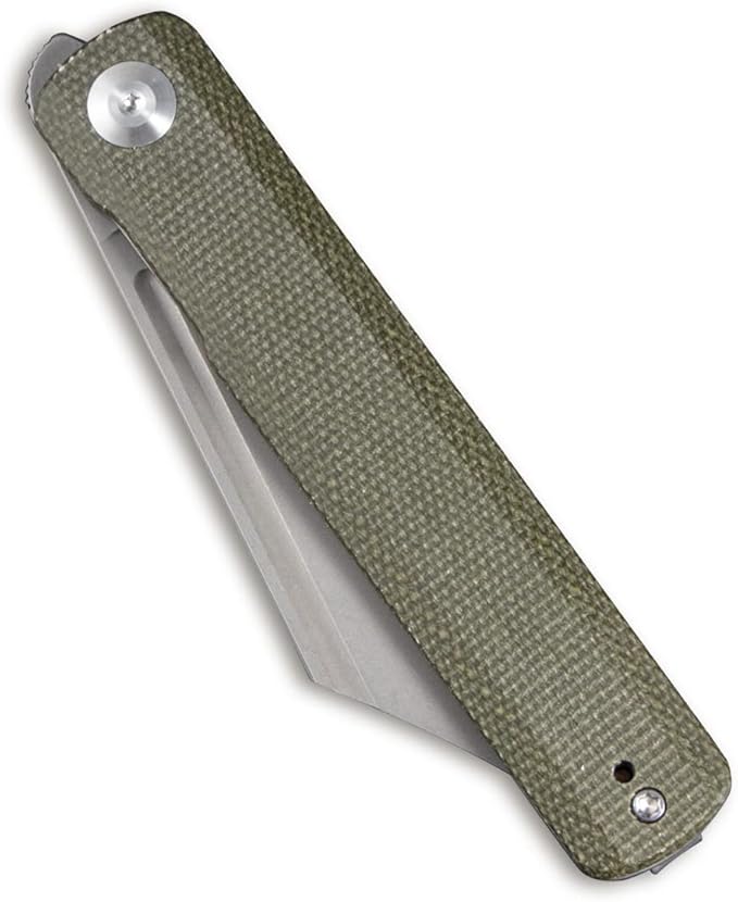 SENCUT Bronte Folding Pocket Knife with Front Flipper Opener 3.38 Inch Blade Green Micarta Handle SA08B