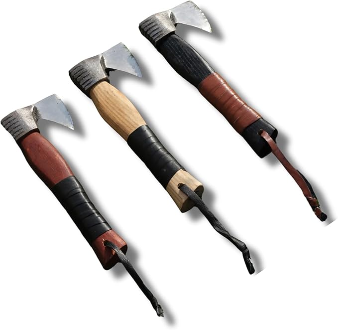 3pcs Set - Throwing Axes and Tomahawks Axes 12 Size Each Wood Handle Best for Camping and Throwing for Men
