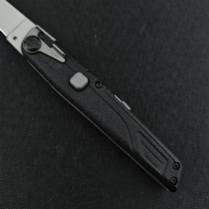 HUAAO Manually Operated Button-Lock Knife 440C Steel Blade ABS Handle With Nylon Sheath EDC Outdoor Camping Tool