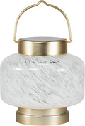 Allsop Home and Garden Solar Boaters Lantern Square Handblown Glass with Solar Panel and LED Light Weather-Resistant for Outdoor Deck Patio Garden Square/White 1-Count