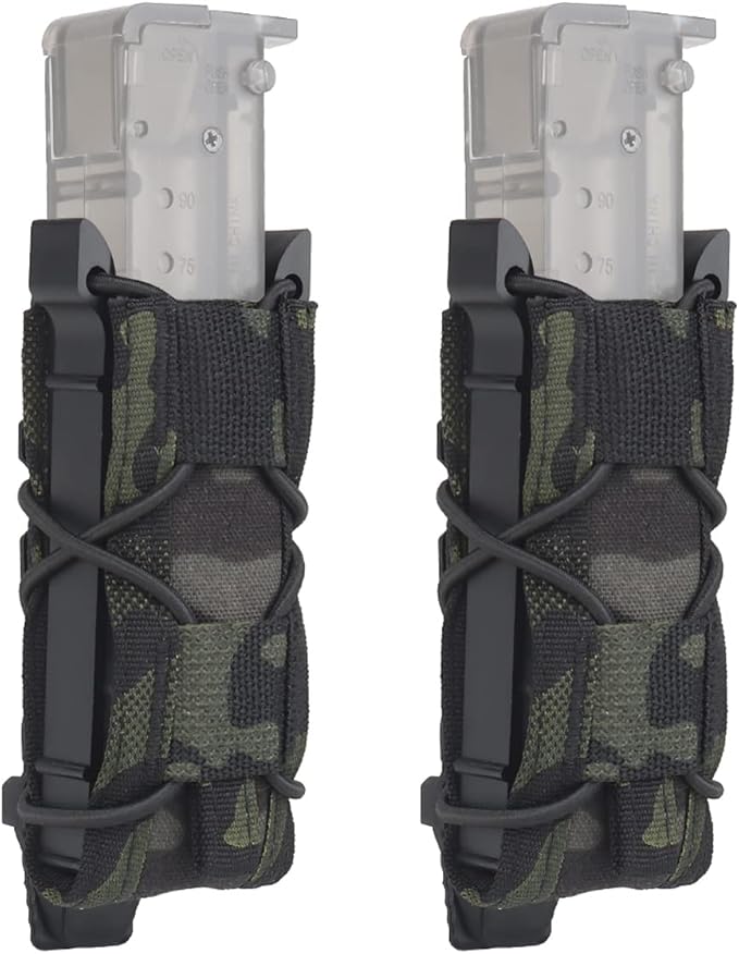 Tactical 9MM Mag PouchMolle Pistol Single Flashlight Magazine Pouch for Torch Holder Hunting Holster Shooting Airsoft (Pack of 2)