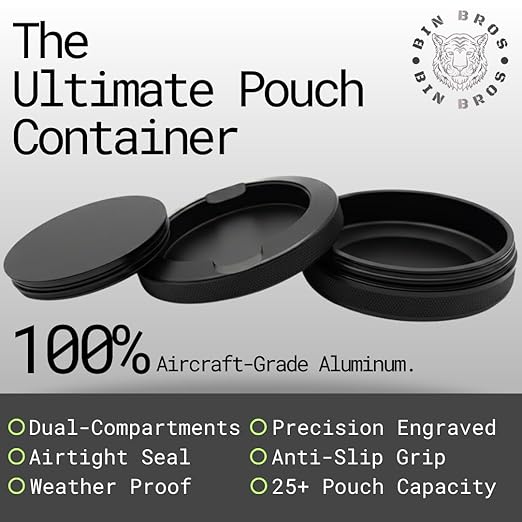 Metal Tin Pouch Container with Lid – Aluminum Pocket Tin for Caffeine Pouches Premium Pouch Holder Small Storage Tin Metal Container Can (Gunmetal Grey)