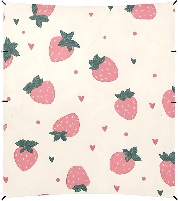 ALAZA Pink Polka Dot Strawberry Pattern Beach Tent Sun Shelter Portable Canopy Sunshade for Outdoor Camping Picnics Backyard Fun 10x9 ft