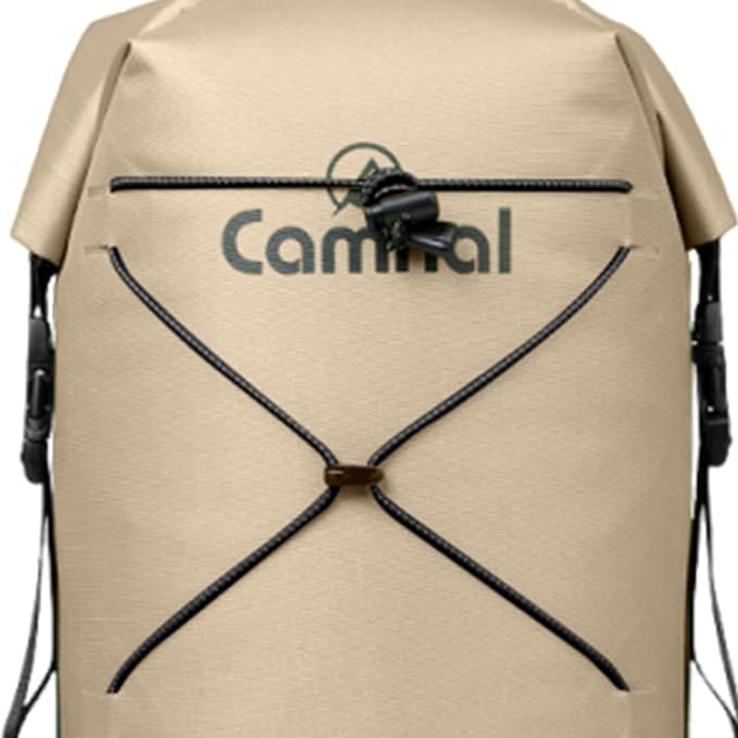 pistro 40L Waterproof Dry Backpack for Kayaking Boating Swimming with Wet Dry Separation Compartment Outdoor Sports Bag- Khaki