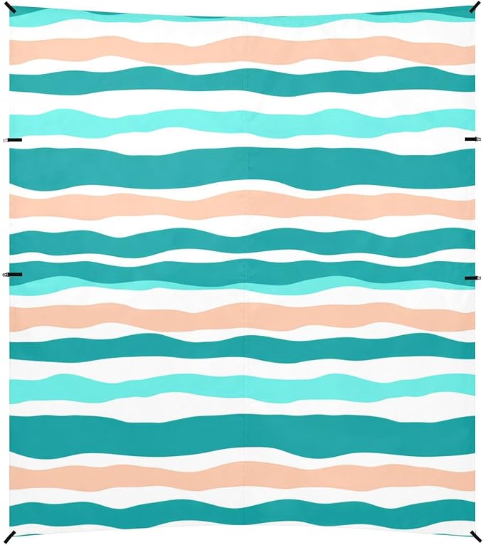 Beach Canopy with Windproof Ropes &amp Sandbags Beach Tent Sun Shade Sun Shelter for Camping Trips Fishing Backyard Fun or Picnics Stripes