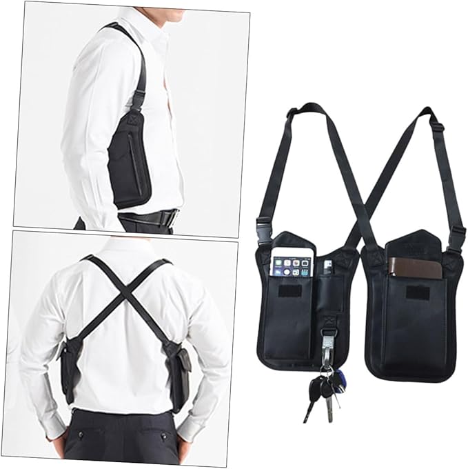 Armpit Bag Nylon Multi-purpose Concealed Underarm Shoulder Pack for Men and Women -theft Design Three Pockets Material for Travel and Daily Use Black