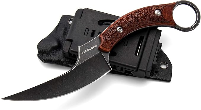 Outdoor Survival Fixed Blade Knives 440C Stainless Steel Field Knife Camping Knife G10 Anti-skidding Handle Tactical Knife with Sheath (Black)