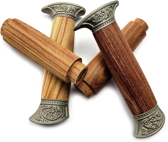 1PC Wooden Knife Handle with Steel Knife Finger Guard Protector Fits for Kitchen Knives Blank Knife Grip Replacement