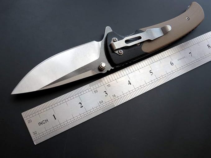 Eafengrow EF67 Pocket Knife with Metal ClipD2 Steel Blade G10 Handle EDC folding knife Tool Liner Lock for Tourist Outdoor Camping Hiking Tactical (EF67-desert)