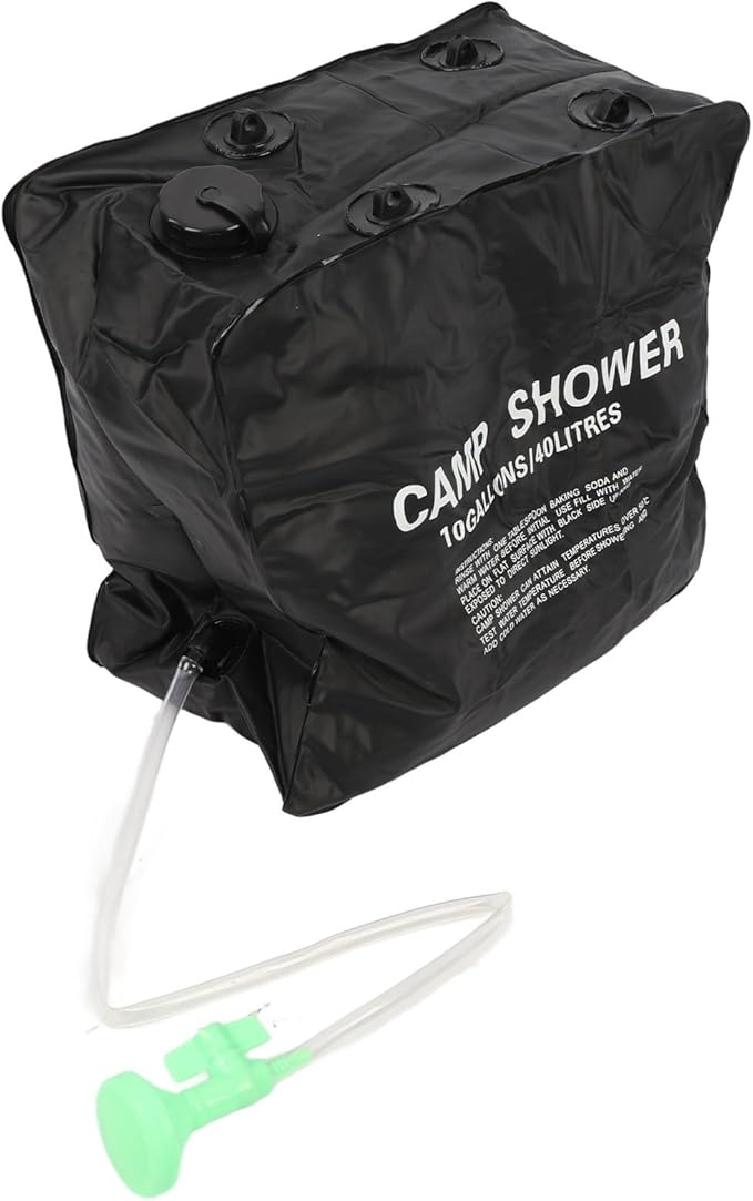 40L Solar Camp Shower Bag with Sprayer Outdoor Shower Water Bag PVC Rubber Plastic Cloth Texture Proof Coating Portable Camping Bath Bag for Hiking Beach RV Travel
