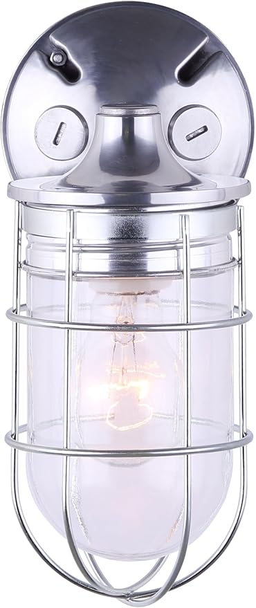 CANARM LTD. IOL337AL Weather 1 Light Indoor/Outdoor Ceiling/Wall Mount All Metal with Cage Aluminum Finish