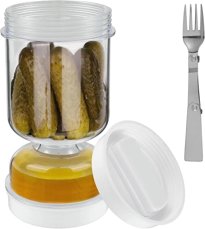 Glass pickle jar with filter flip lid 2-pack pickle container olive hourglass jar dry and wet seal pickle juice separator pickle storage jar 34 oz