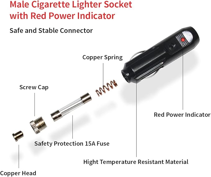ELFCULB XT60i to Car Cigarette Lighter Plug 12AWG XT60i Female to 12V Car Cigarette Lighter Male Connector Cable for Solar Generator Portable Power Station(10FT)