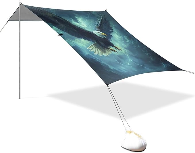 ALAZA Eagles Lightning Fly Beach Tent Sun Shelter Portable Canopy Sunshade for Outdoor Camping Picnics Backyard Fun 10x9 ft