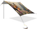 Spring Butterflies Landscape Beach Tent Sun Shelter Set UPF50+ UV Protection 10.5 x 9.19 FT Camping Shade Canopy with Sandbags Sand Anchors Carrying Bag and Others