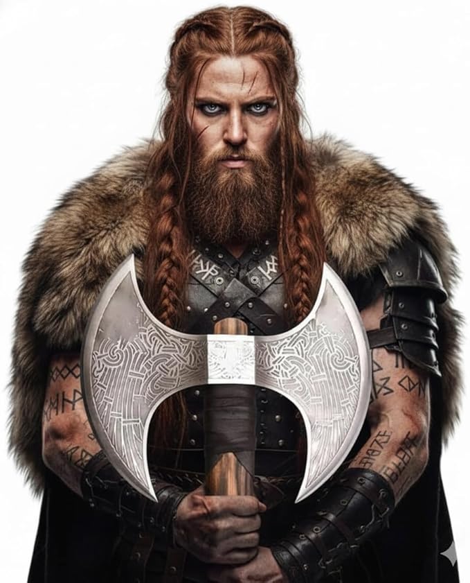 Vikocrafts Ax106 24 Double Headed Viking Axe – Handmade High Carbon Steel Craft with Shaft Double Sided Nordic Dane Design Axe Custom Gift for Men Christmas Edition
