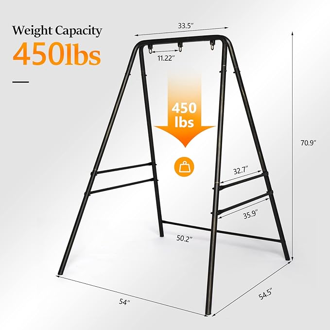 ONCLOUD Upgraded Hammock Chair Stand Metal Swing Stand Frame Heavy Duty Steel Hammock Stand Only for Porch Backyard Indoor or Outdoor Antique Bronze Finish