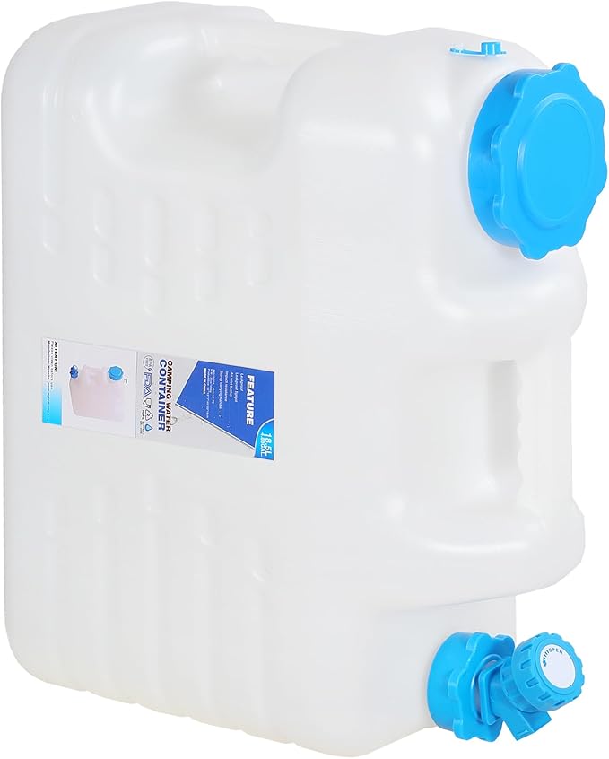 REDCAMP 5 Gallon/18.5L Portable Water Container with Spigot Camping Water Jug Water ContainerLarge Water TankPortable Emergency Water Storage for CampingCarHikingHurricane Supplies