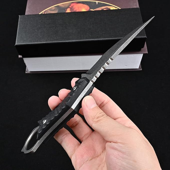 Ccanku C1152 Fixed Blade Knife D2 Blade G10 Handle EDC Tool Knife for Outdoor Camping Hiking(Black)