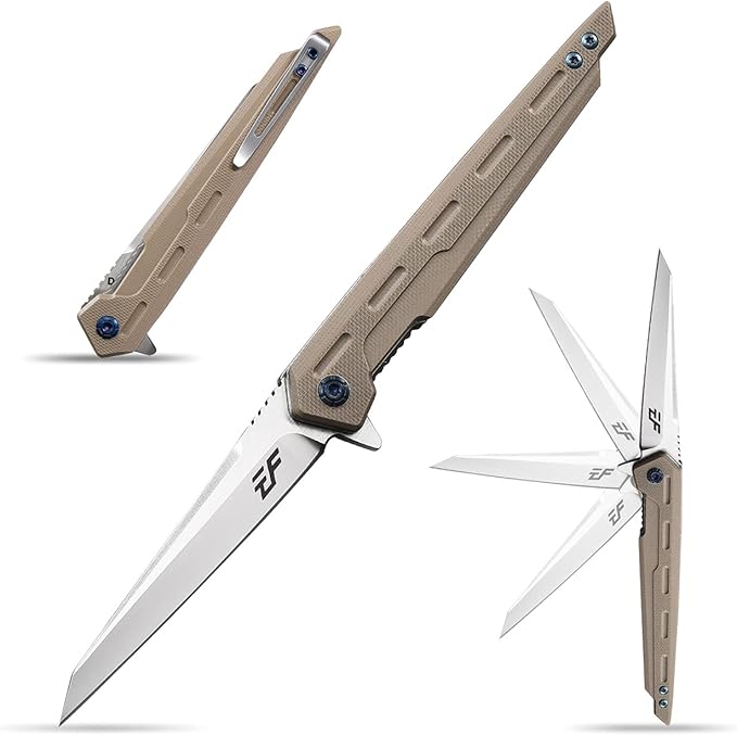 Eafengrow EF948 Folding Knife D2 Steel Blade + G10 Handle camping Knife Outdoor EDC Tool Knives (Desert)