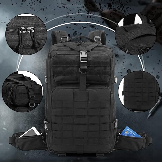 EMDMAK Military Tactical Backpack 42L Large Military Pack Army 3 Day Assault Pack Molle Bag Rucksack