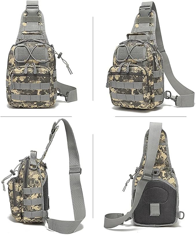 Tactical Backpack Waterproof Military Cross-body Molle Single Shoulder Backpack Chest Bag for Outdoor Every Day Carry (ACU)