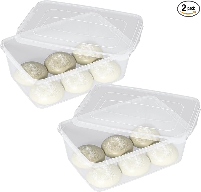 16 Quarts Plastic Clear Latching Storage Tote Boxes Stackable Pizza Dough Containers Set of 2