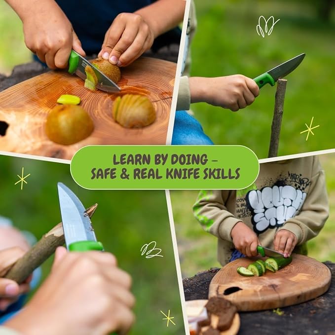 BPSKNIVES Season Series Spring - Kids First Knife - Bushcraft Knives for Boys - Whittling Knives for Kids - Safe Kid Knife with Sheath &amp Rounded Tip - Camping Knife - Gift for Boys