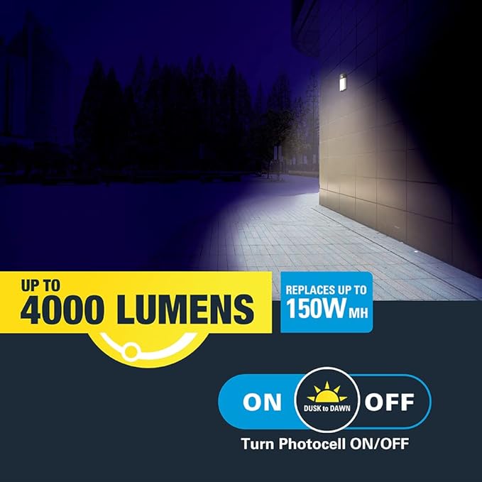 150- Watt Equivalent Integrated LED Bronze Finish Dusk to Dawn Mini Wall Pack Light Selectable CCT 3000K/4000K/5000K
