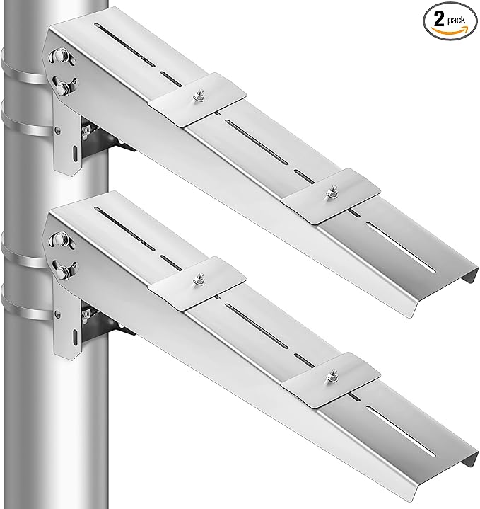 Yaocom 2 Pack Solar Panel Pole Mount Kit Universal Angle Adjustable Solar Panel Brackets Single Arm Pole from 5w to 50w
