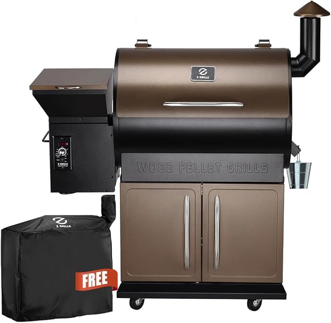 Z GRILLS 2026 Upgrade Wood Pellet Grill Smoker with PID Control Built-in Storage Cabinet Rain Cover 700 sq. in Cooking Area for Outdoor BBQ Smoke Bake and Roast
