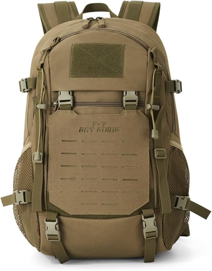 Outdoor Tactical Climbing Backpack Large Storage Molle Hiking Trekking Camping Cycling Bag Portable Sports Luggage Rucksack(Khaki)