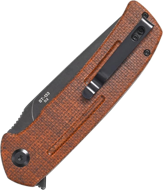 Sitivien ST133 Folding KnifeD2 BladeMicarta Handle EDC Tool Knife for Outdoor Camping Hiking(Brown)