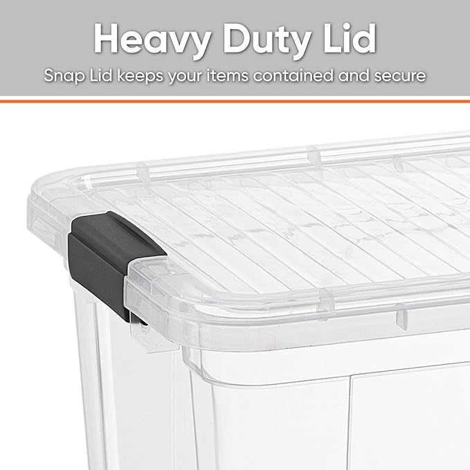 Superio Storage Bins with Lids- 2 Pack 21 Qt Clear Boxes for Organizing Stackable Plastic Containers- BPA Free Non-Toxic Odor Free Organizer for Home Office Dorm