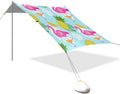 Beach Canopy with Windproof Ropes &amp Sandbags Beach Tent Sun Shade Sun Shelter for Camping Trips Fishing Backyard Fun or Picnics Flamingos
