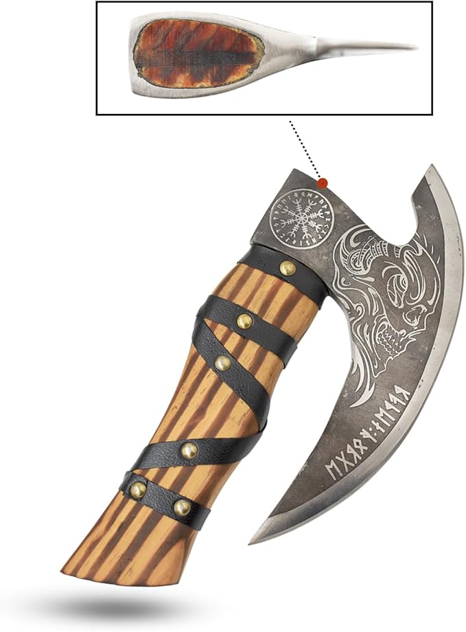 Handmade Artisan Grim Reaper Viking Pizza Axe — 11 Hand-Forged Skull Pizza Cutter
