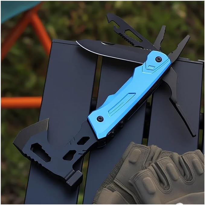 Multifunctional Axe Pliers Combination Knife Bit Outdoor Camping Bottle Opener Home Tool(F)