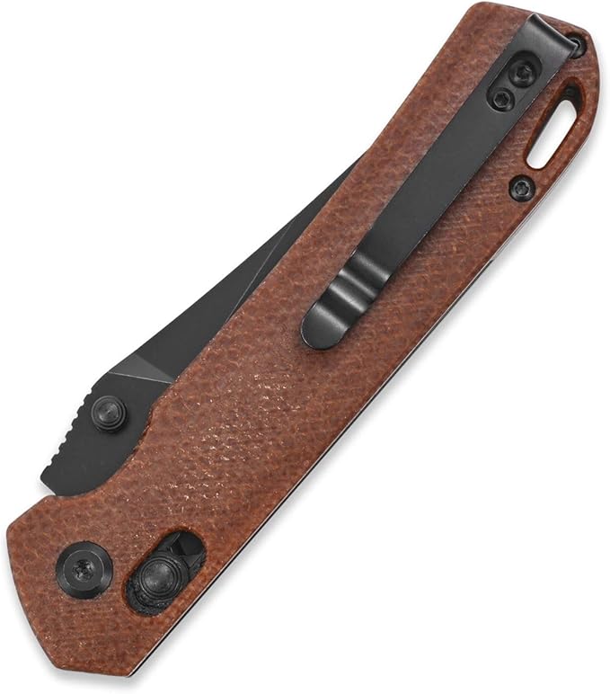 Sitivien ST124 Folding Pocket Knife D2 Steel+Micarta HandleBall Bearing Pivot Axis lock with Pocket Clip for CampingOutdoor EDC Knife Tool-Brown