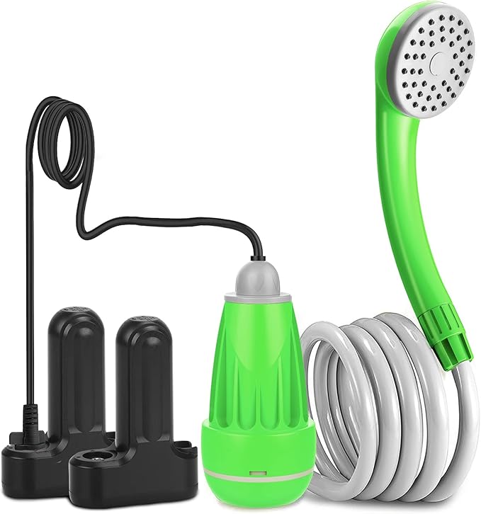 innhom Portable Shower Camping Shower Outdoor Camp Shower Pump Electric Rechargeable Portable Camping Shower Powered by Rechargeable Battery